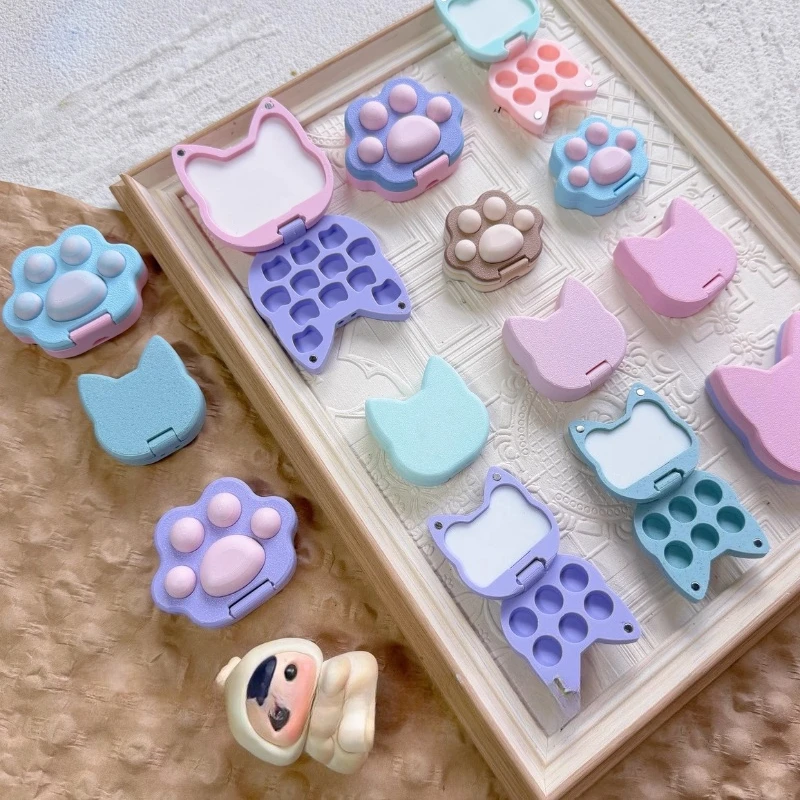 

Cat-head Cartoon Watercolor Paint Box Suitable Art Students Painting Doodling Coloring Outdoor Sketching Portable Paint Box