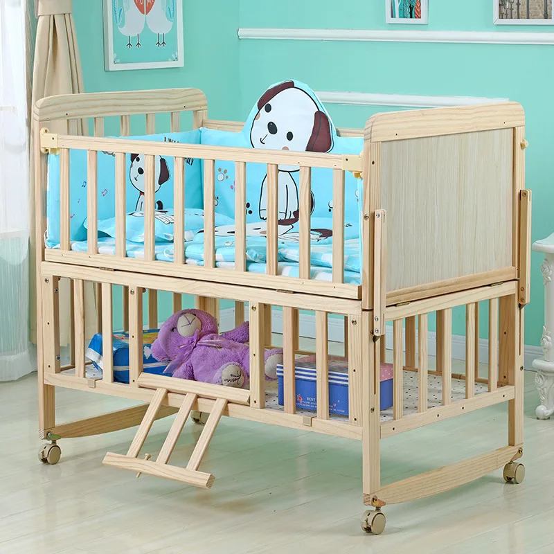 Culla Culla non verniciata in legno massello Multifunzionale per bambini