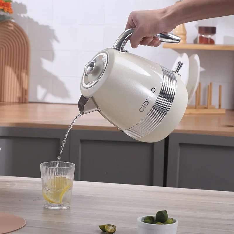 1,8 l Wasserkocher, Haushalts-Schnellkocher, Retro-Teekanne aus Edelstahl 304, automatische Abschaltung, geeignet für Zuhause/Büro, 1800 W