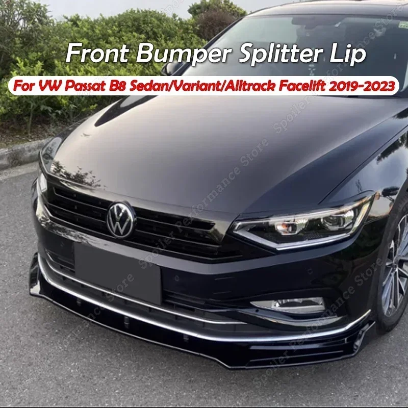 Car Front Bumper Splitter Lip Spoiler Body Kit Diffuser Guard Cover For VW Passat B8 Sedan Variant Alltrack Facelift 2019-2023