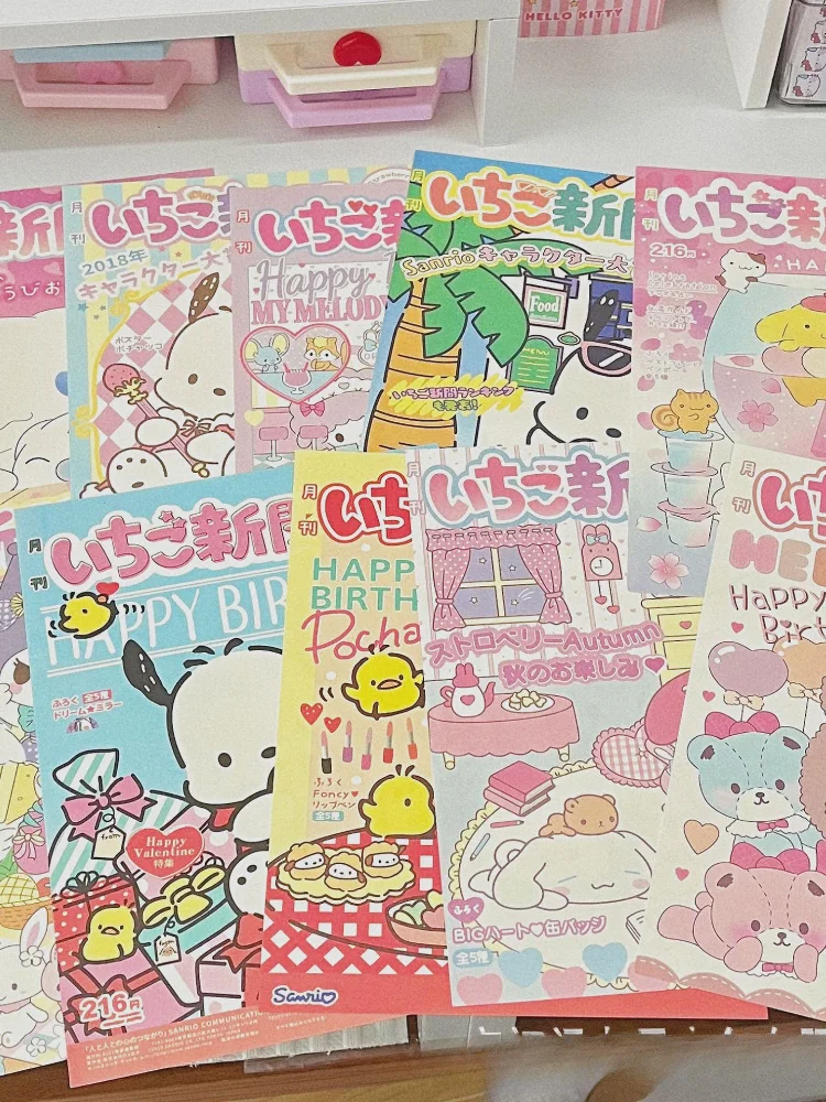 10 Blatt Cartoon Sanrio Monatsposter Teenager-Herzchen Niedliche Zimmer-Dekorative Wandposter Studentenwohnheim Schlafzimmer DIY Spielzeug