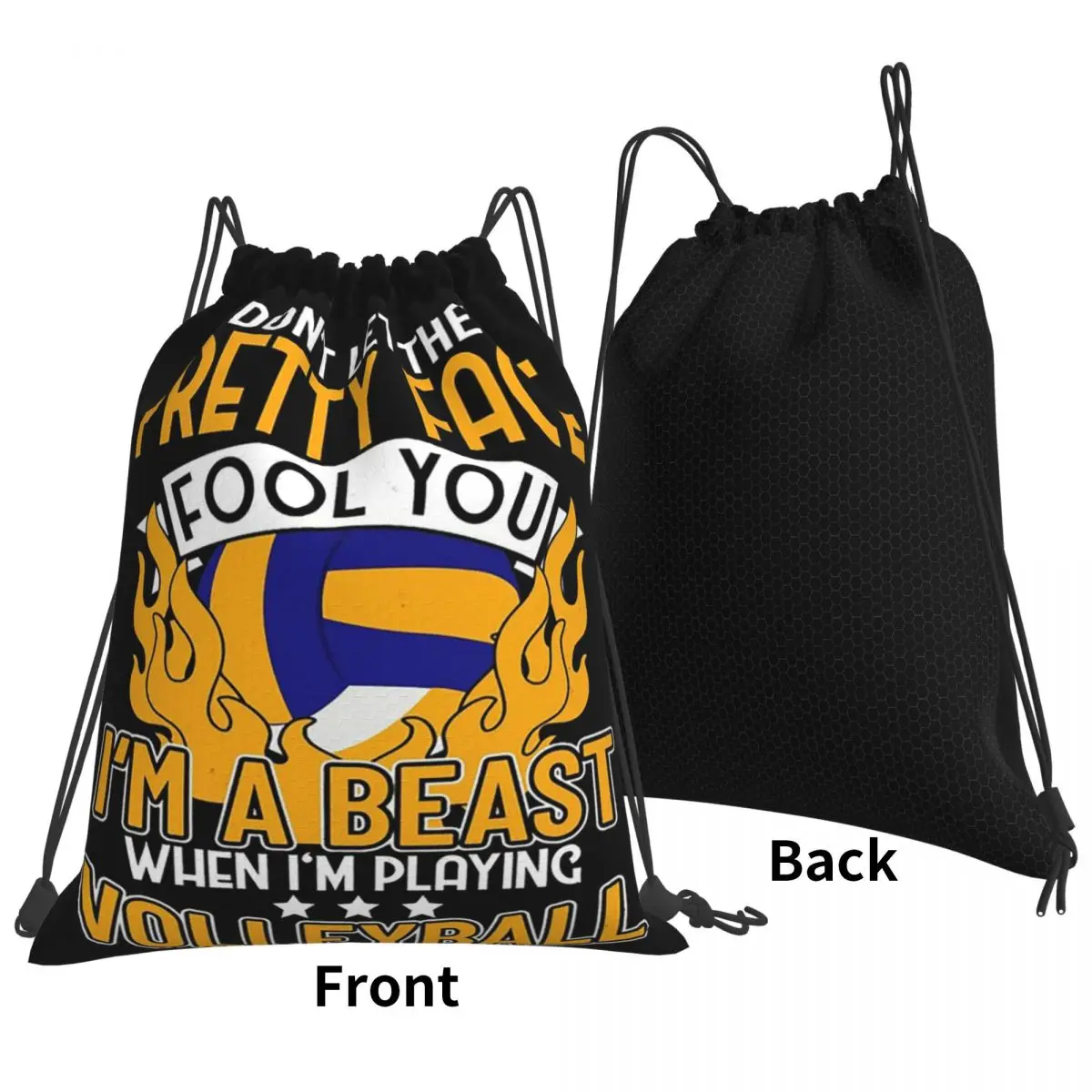 I'm A Beast When I'm Playing Volleyball Backpacks Multi-function Drawstring Bags Sports Bag Book Bags for Man Woman School