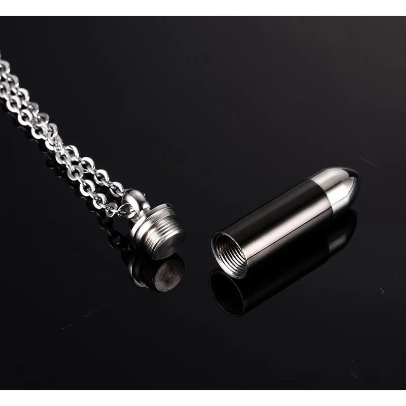 Vinterly Punk 5 Colors Stainless Steel Cremation Pendant Necklaces Pets Keepsake Urns for Ashes Gold-color Jewelry Waterproof