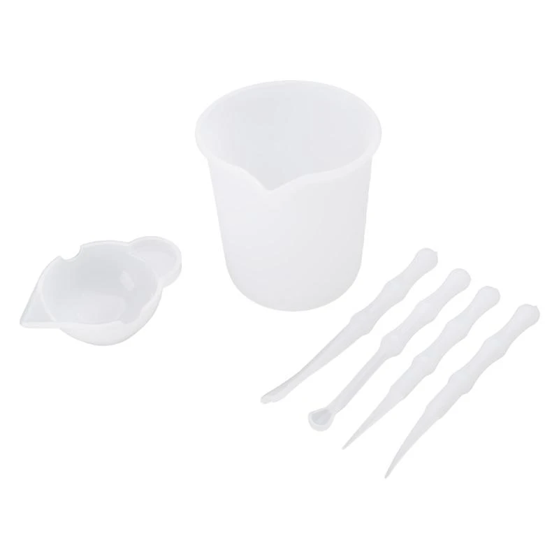 4Pcs Reusable Washable Silicone Resin Mixing Measuring Divided Cups Tools Sticks Spoon UV Epoxy Resin Jewelry Tools