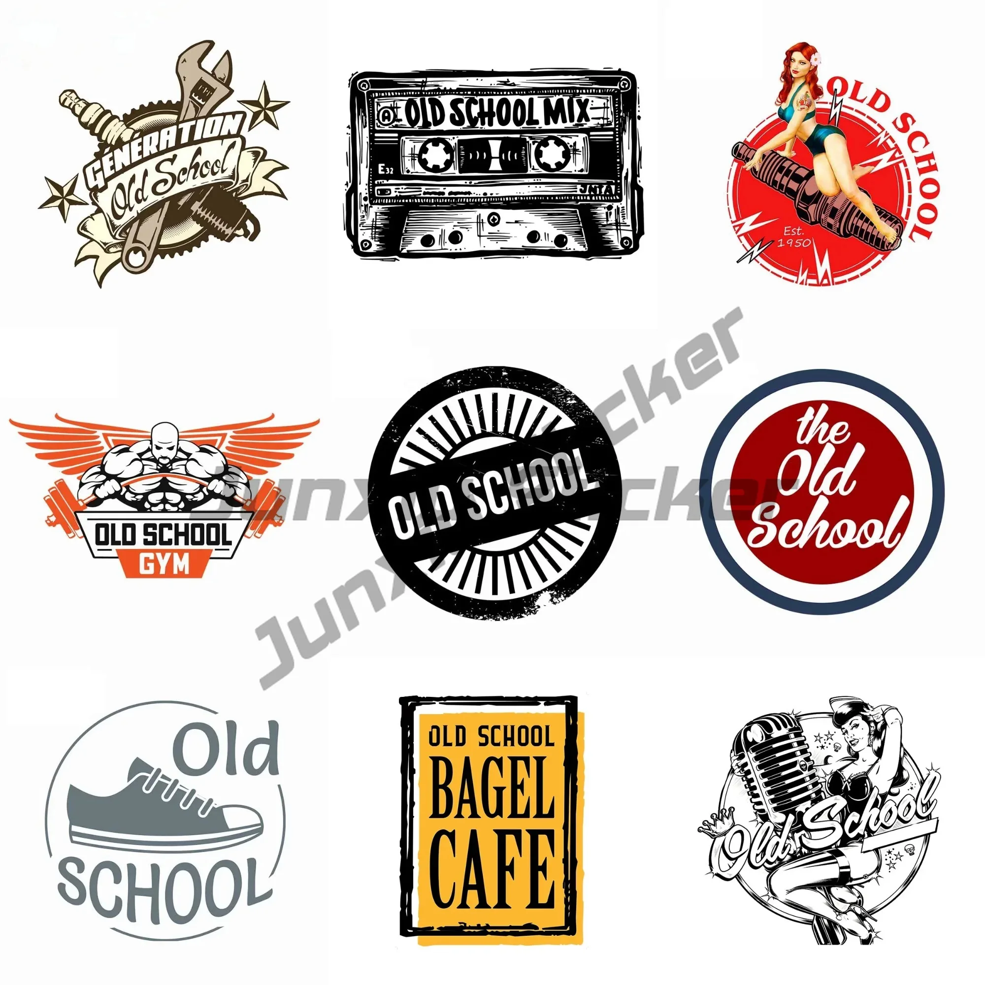 

Car Accessories Old School Refrigerator Motorcycle Stickers Waterproof Sunscreen for VAN RV Rear Window Stickers Products