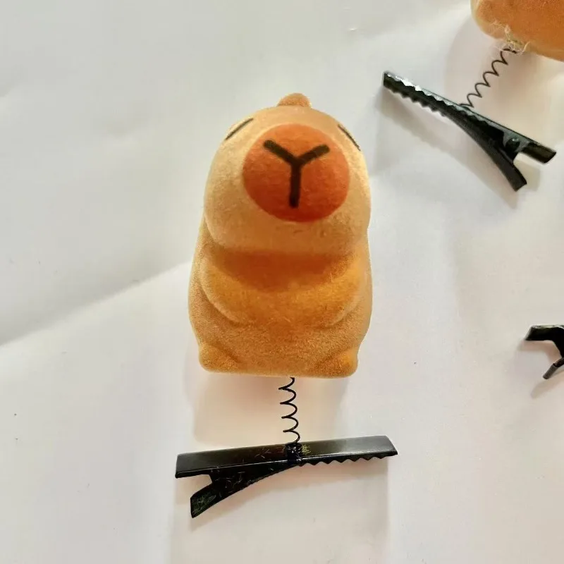 Cartoon Flocking Bow Hat Handmade Diy Capybara Kawaii Hair Clips Women Girls Hairpin Headwear Barrette Hair Accessories