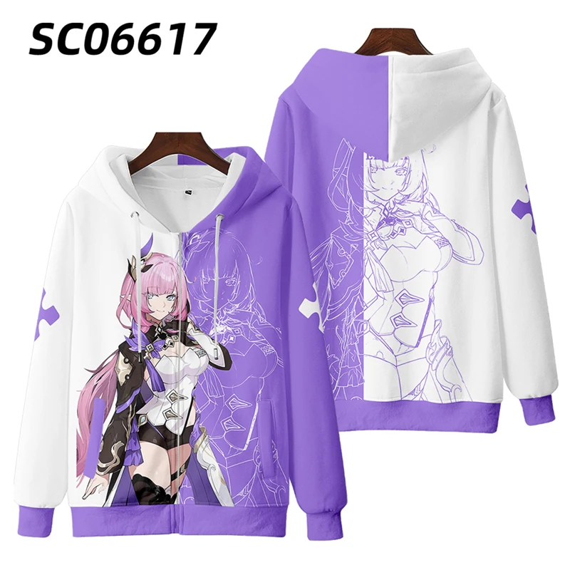 Gra Honkai Impact 3 Elysia Cosplay bluza z kapturem dla mężczyzn bluza w stylu Harajuku odzież uliczna kurtka Hip Hop odzież wierzchnia z kapturem