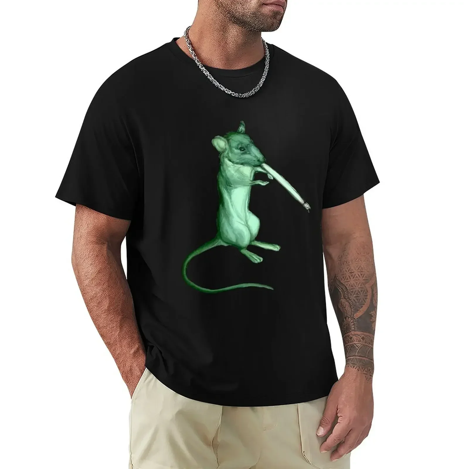 Smoking Rat T-Shirt shirts graphic tees customs mens graphic t-shirts Short sleeve tee plus sizes mens t shirts 2024 heavyweight