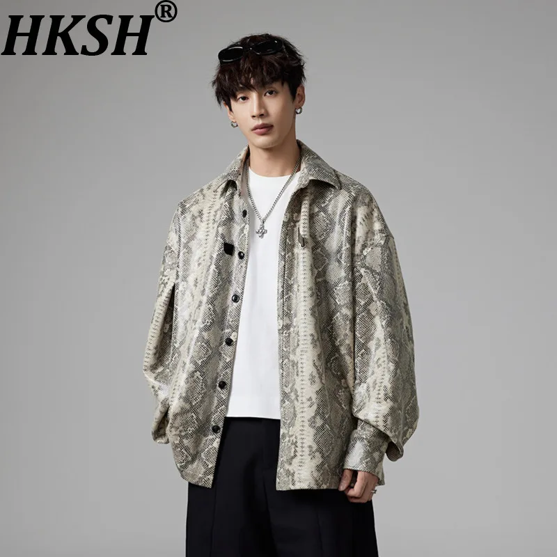 HKSH Spring Autumn New Men Tide Niche Original Design Print Loose Shirt Jacket Trend Fashion High Street Ins Casual Coat HK18521