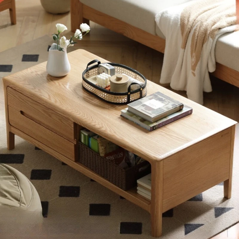 

Solid wood coffee table small apartment living room rock slab tea table oak modern simple log tea table