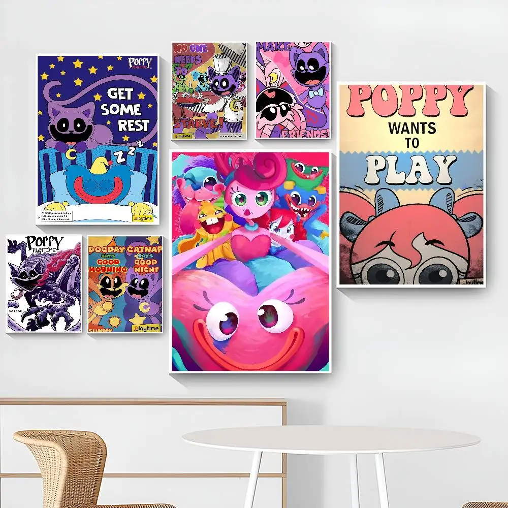 الرعب لعبة فيديو P-Poppys-Playtime ذاتية اللصق ملصق فني ريترو كرافت ورقة ملصق DIY بها بنفسك غرفة بار مقهى ملصقات طلاء جدران