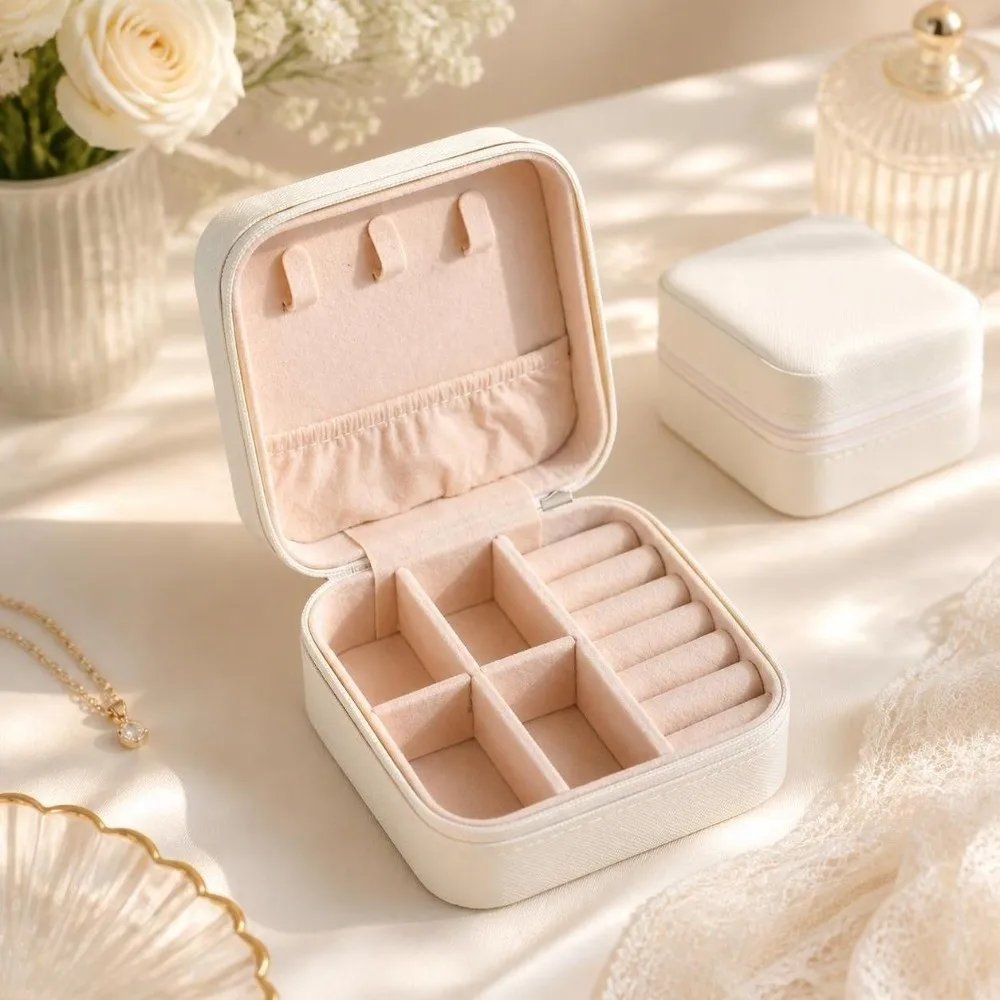 Storage Square Jewelry Organizer Box Stackable PU Leather Jewelry Storage Box Case Portable Jewelry Display Box Girls