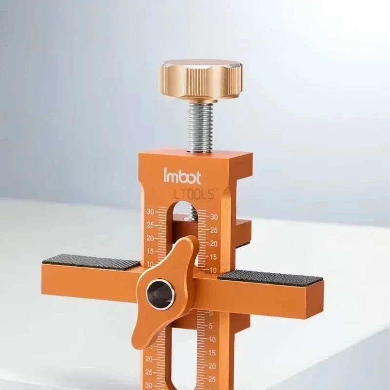 Dispositivo auxiliar de puerta de gabinete ajustable, elevación y perforación, herramienta de instalación de puerta de gabinete dos en uno, dispositivo auxiliar de fijación