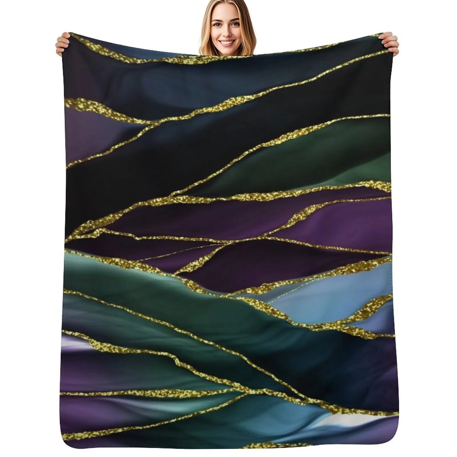 

Purple Night Faux Marble Landscape Throw Blanket sofa bed Plush Baby Flannels Blankets