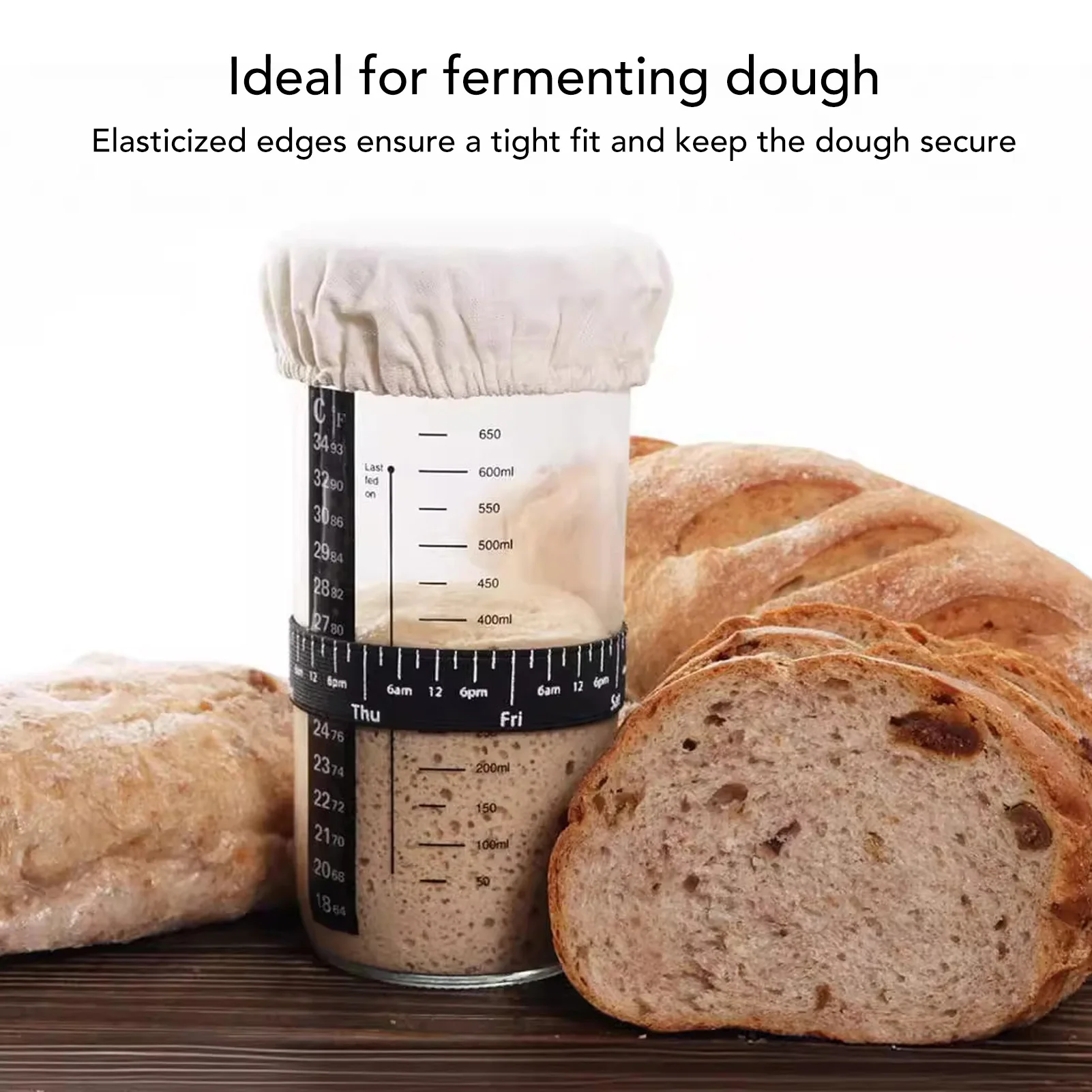 5pcs Sourdough Starter Jar Cloth Covers Linen Breathable Sourdough Jar Covers Universal Fit Multi Purpose for 3-4 inch Jar Mouth