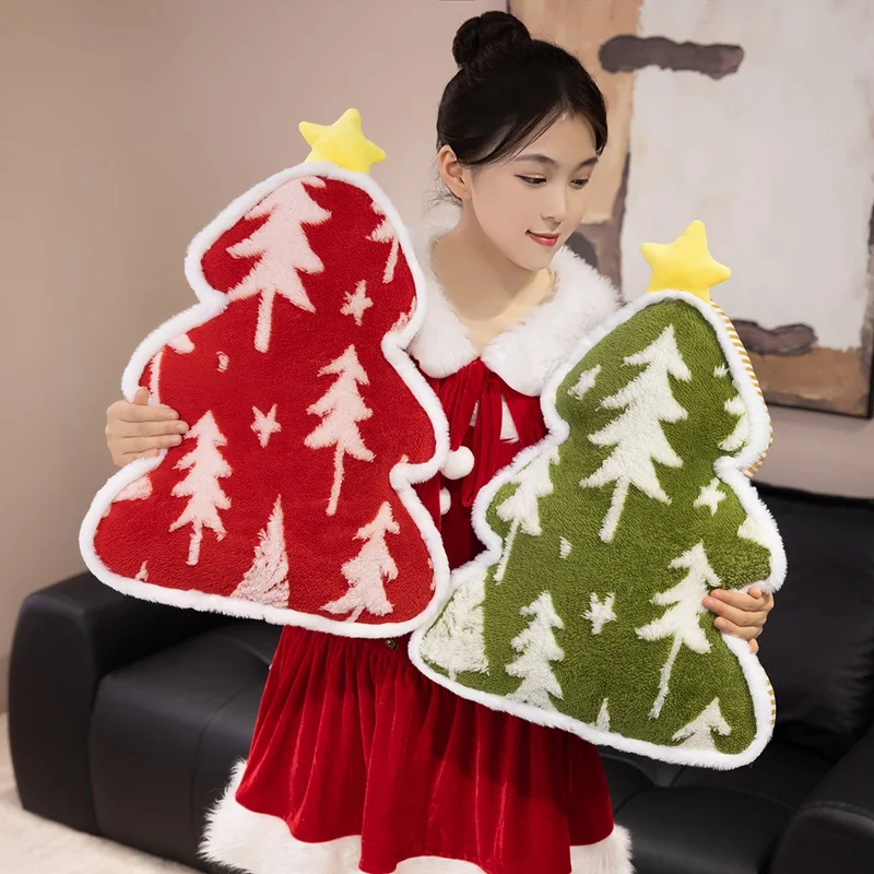 

Merry Christmas Cartoon Tree Plush Throw Pillow Cozy Lovely Festivel Snow Christmas Tree Toys Soft Sofa Cushion Home Decor