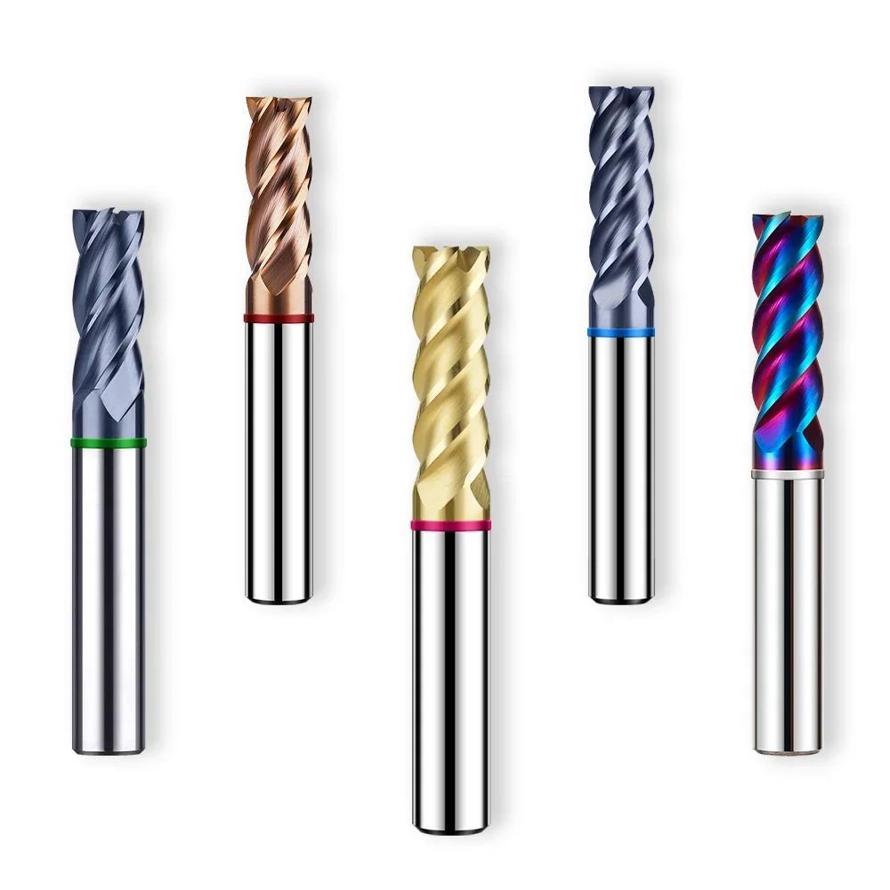 

Цветное кольцо Azzkor 2, 4 канавки, концевая фреза из карбида вольфрама, размер дюйма HRC50/55/58/60/65/70, квадратная фреза Fresas на складе