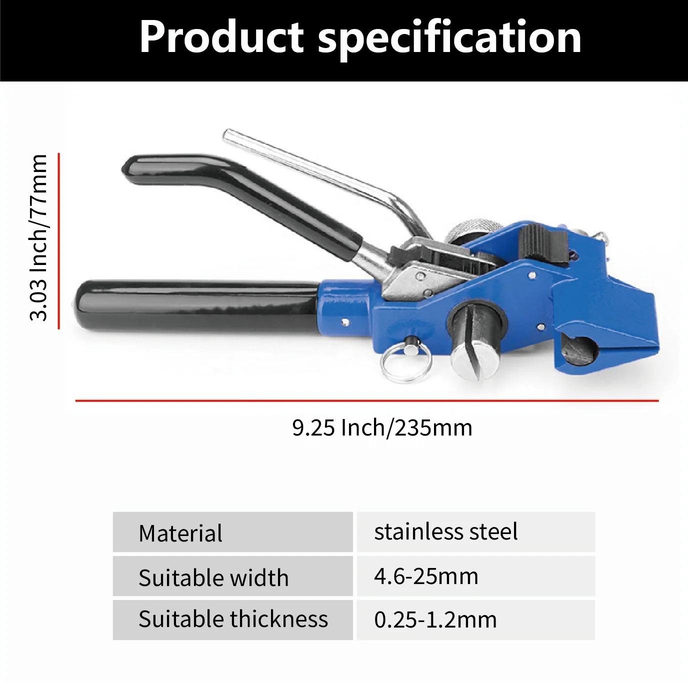 Hand Guided Stainless Steel Banding cable tie Tensioning Cutting Tool