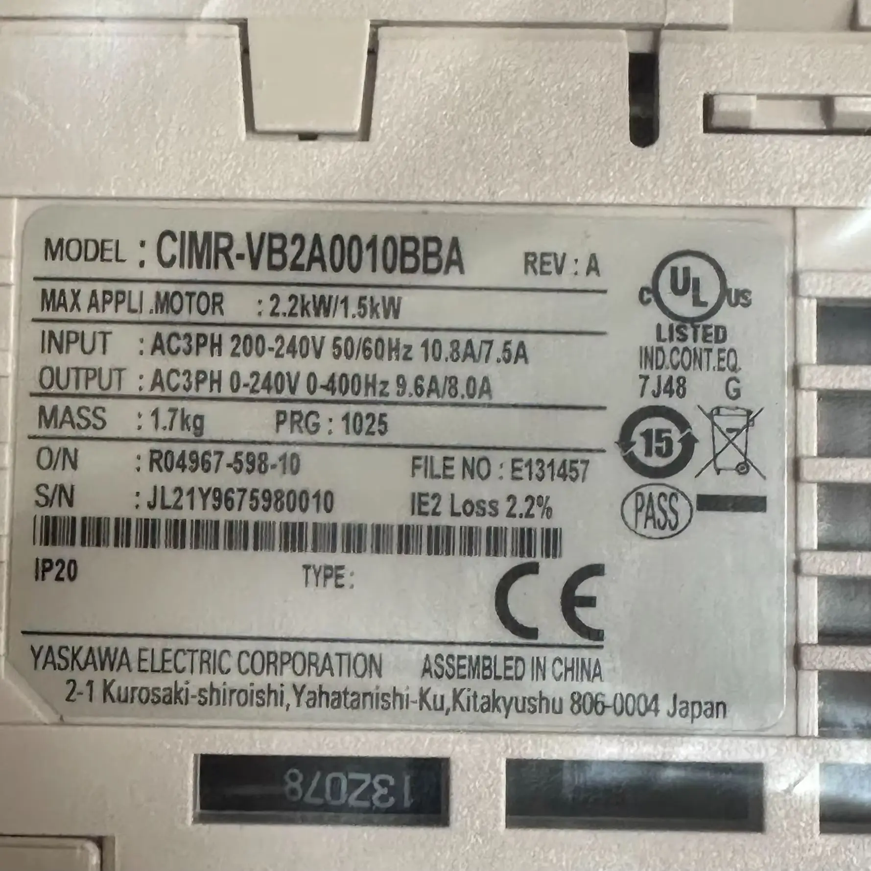 Original Genuine CIMR-VB2A0010BBA Brand New Frequency Converter，Fast shipping，CIMR VB2A0010BBA