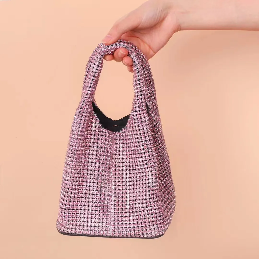 Luksusowe diamenty torebka wiadro projektant marki kobiet torebki Shinny Rhinestone torby na ramię Crossbody kopertówka na przyjęcie wieczorowe 2023