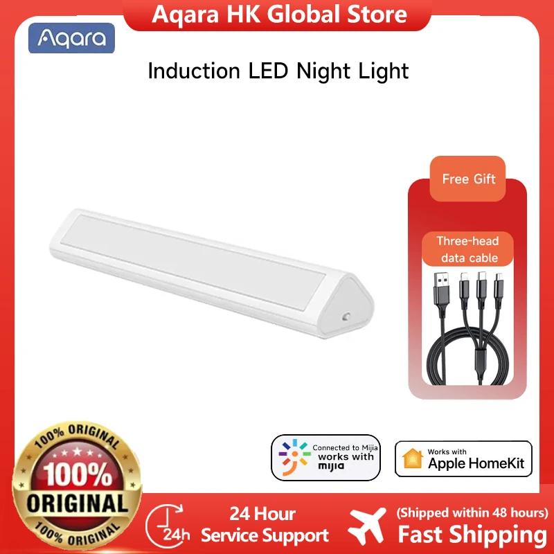 Aqara Induction LED Night Light Magnetic Installation with Human Body Light Sensor 2 Level Brightness 8 Month Standby Time