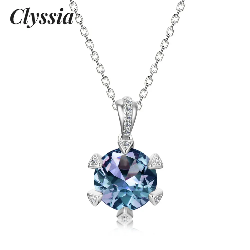 

CLYSSIA, серебро 925, изменение цвета, александритовый драгоценный камень, элегантный кулон-пасьянс, ожерелье, ювелирные изделия, новые винтажные женские украшения