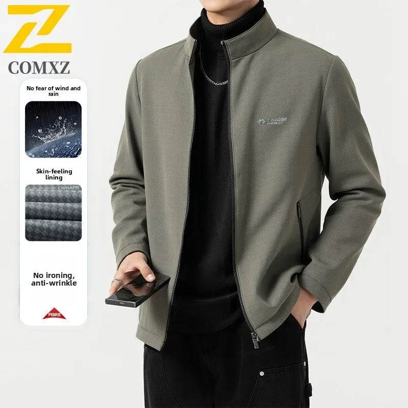 

EIAO Men's Premium Business Jacket Waterproof Windproof Stand Collar Work Coat with Luxury Texture for Professionals necessary