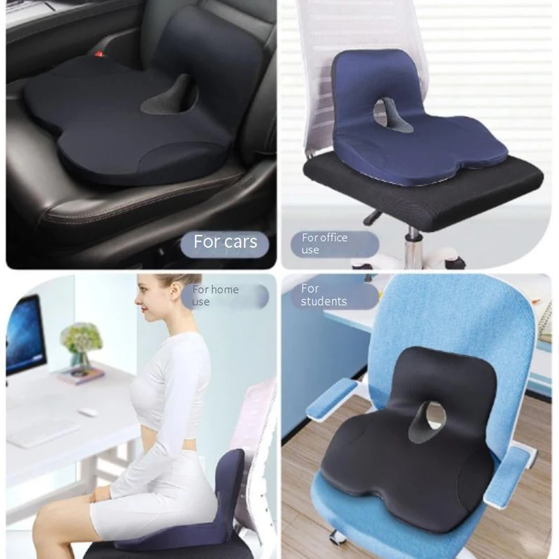 Memory Foam Seat Cushion Anti-Slip Bottom Pressure-Reducing Hip Waist Support L-Shaped Chair Seat for Car Office Workers