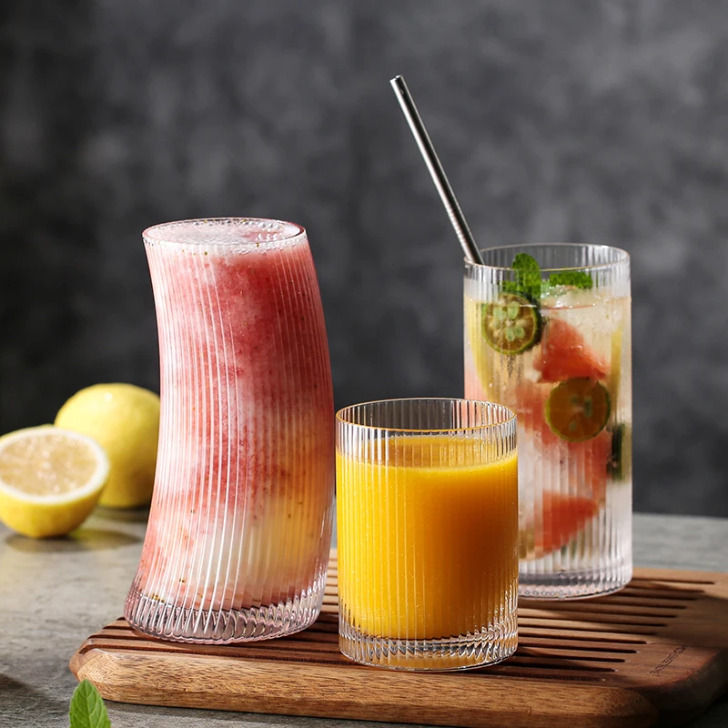 

Полосатая стеклянная чашка Nordic Sle, термостойкая кофейная чашка, чашка для коктейля, сока для теробеденного чая, американский бренд Sle Cerc