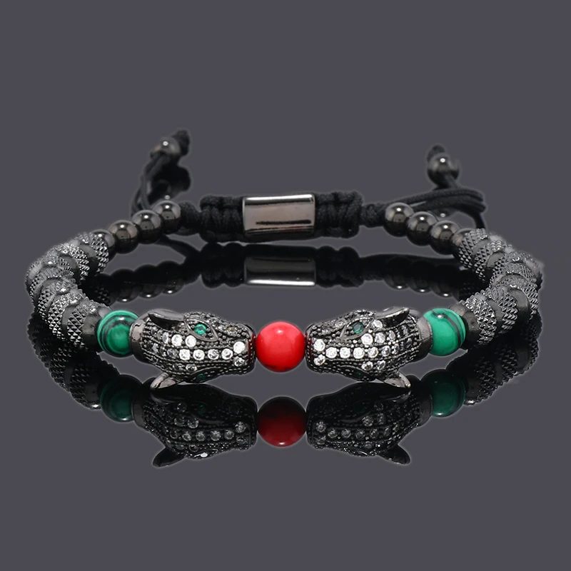 Luxury Leopard Head Charms Man Bracelet Stainless Steel Beads Woman Bracelets Lover Couple Jewelry Gift