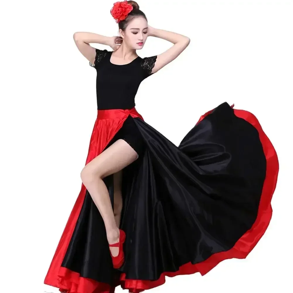 Costume da ballo di flamenco Gonna di danza del ventre Gonna altalena da corsa spagnola Costume Gonna da ballo grande