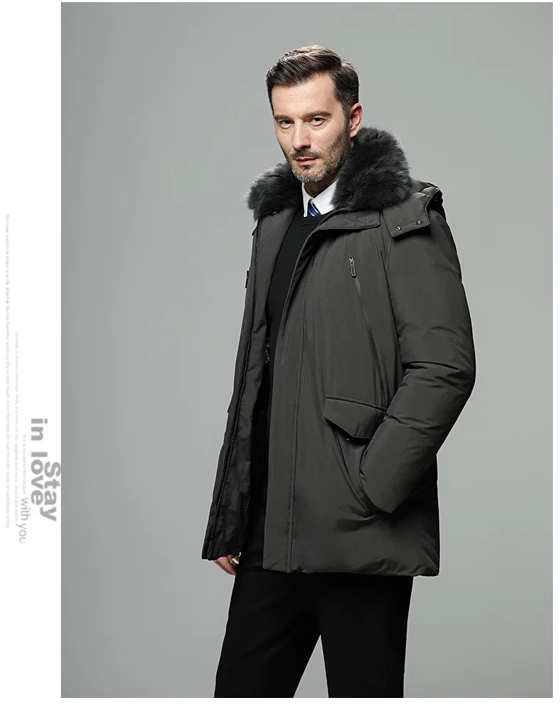 Canada Fashion Winter Jacket for Men Down Coat Parkas Men's White Goose Down Jacket Puffer Padding Detachable Fur Collar HYX0018