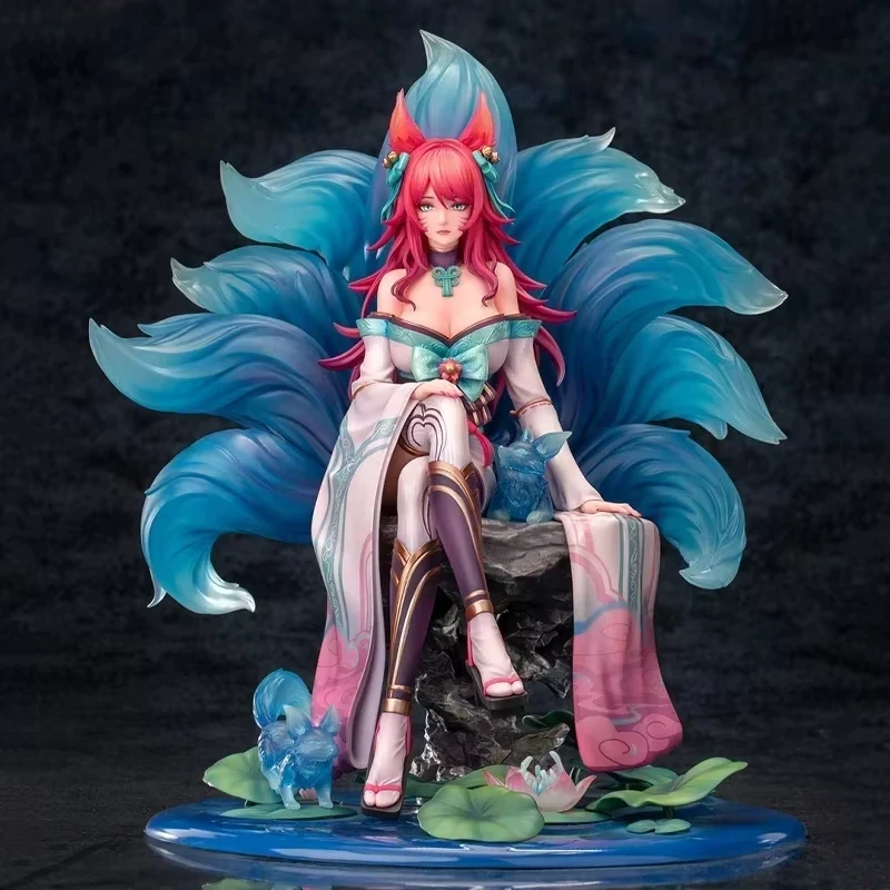 League Of Legends Figure Ahri Anime Figure The Nine-Tailed Fox Soul Lotus Flower Figurine Model Statue Doll Collection Toy Gift