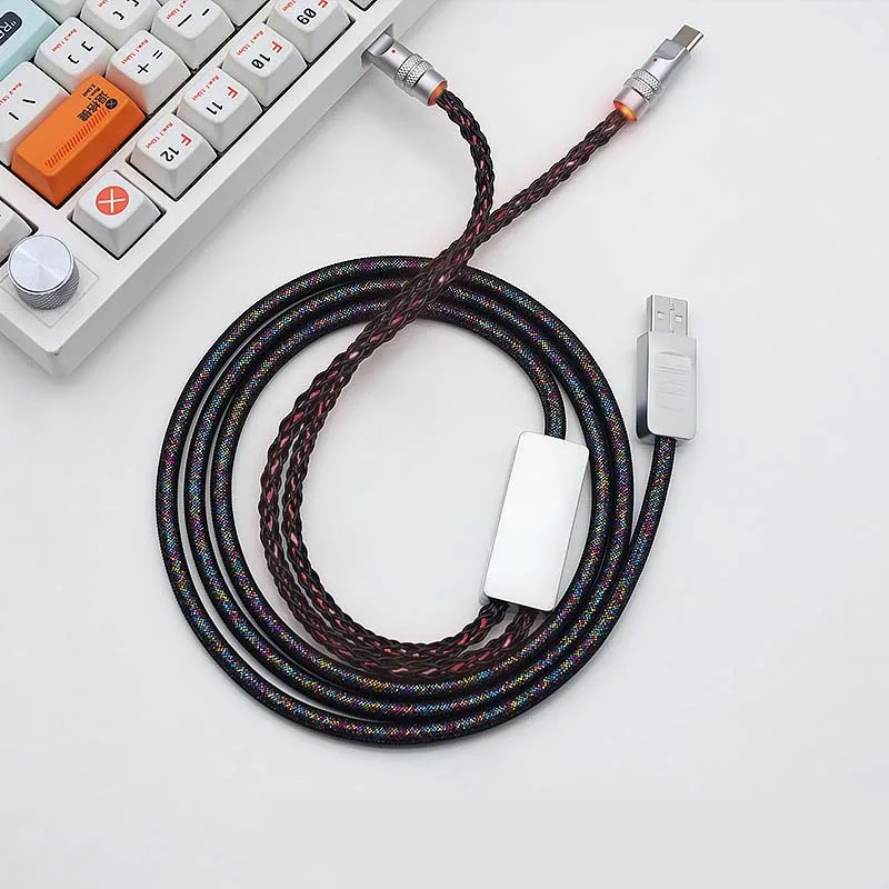 8K High Polling Rate 2-in-1 USB A to Dual Type-C Gaming Cable RGB Gradient Braided USB A to USB C Cable for Mechanical Keyboard