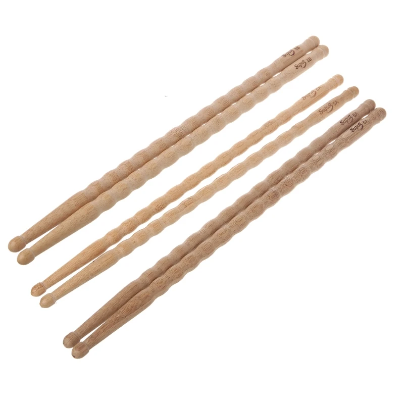 1 Pairs Wavy Pattern Bamboo Drumsticks 5A / 5B / 6A Drum Stick Durable Practical Drum Sticks