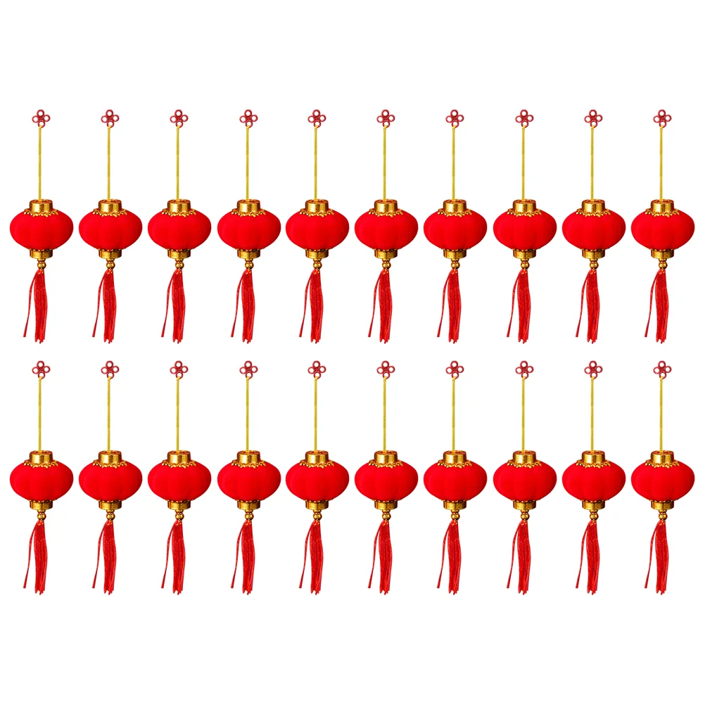 20 Pcs Green Christmas Ornaments Small Lantern Chinese New Year Lanterns Spring Festival Decorations Red Party Pendants