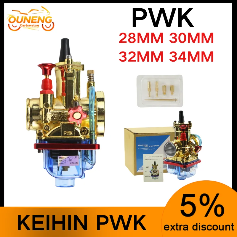 

Motorcycle Carburetor PWK 28mm 30mm 32mm 34mm For Keihin Dirt Bike ATV Racing 2-stroke 4-stroke 125-250cc Motors Golden Color