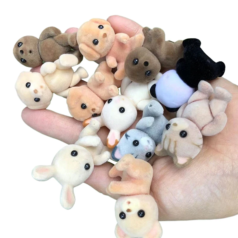 Aleatório 1 peça floresta família animal figura coelho urso cachorro panda reunido estatueta peluda modelo de macaco