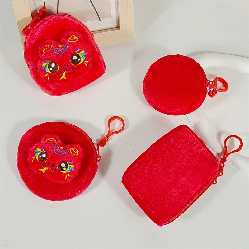 1 Piece Cute Joyful Little Snake Red Coin Purse Snake Pattern Children Round Coin Case Mini Portable Earphone Storage Bag Gifts