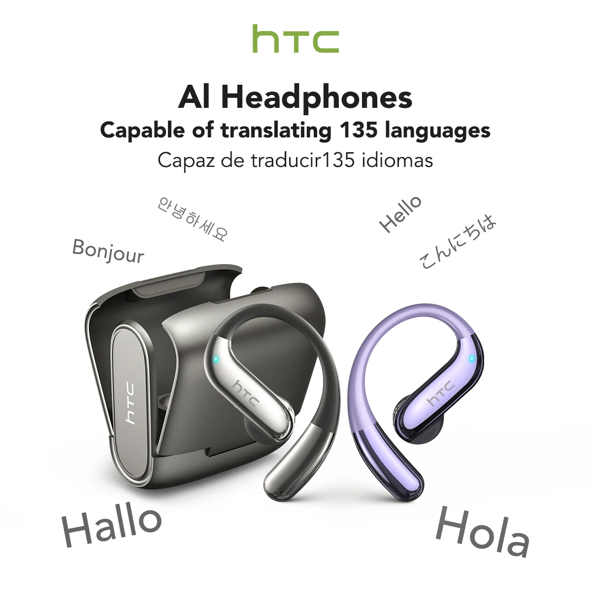 HTC NE23 OWS Wireless Headphones 6.0 Translation Earphones Dual Noise Reduction Calls IP55 Professional Protection