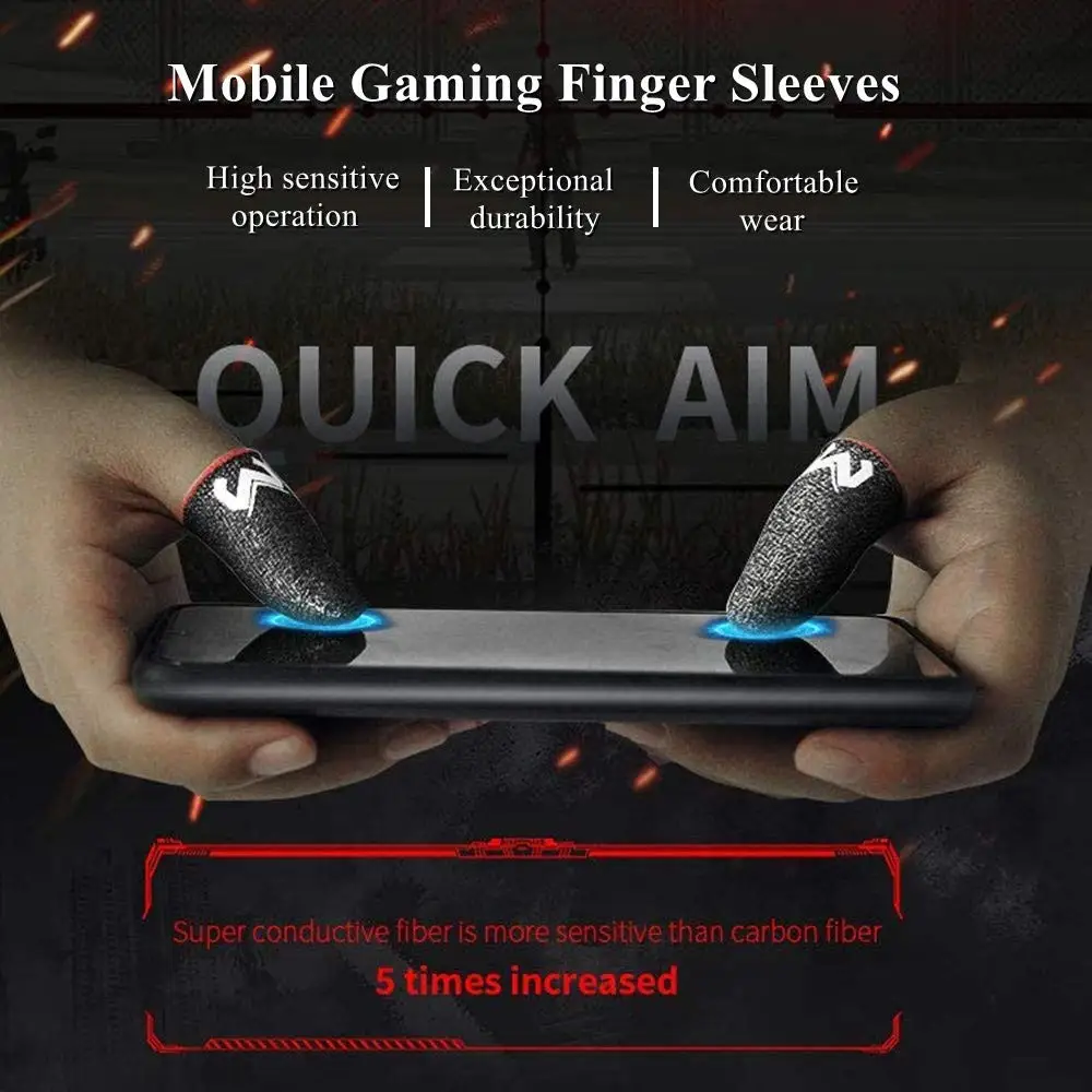 2 Stuks Mobiele Telefoon Gaming Zweetbestendige Vingerbedekking Vingertophandschoenen Game Antislip Touchscreen Duim Vingertopmouwen