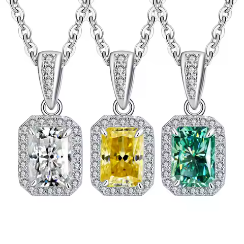 FIRERING 100% 5x7MM Moissanite Necklace with Certificate Passed Diamond Test Ring Jewelry Gift S925 Silver