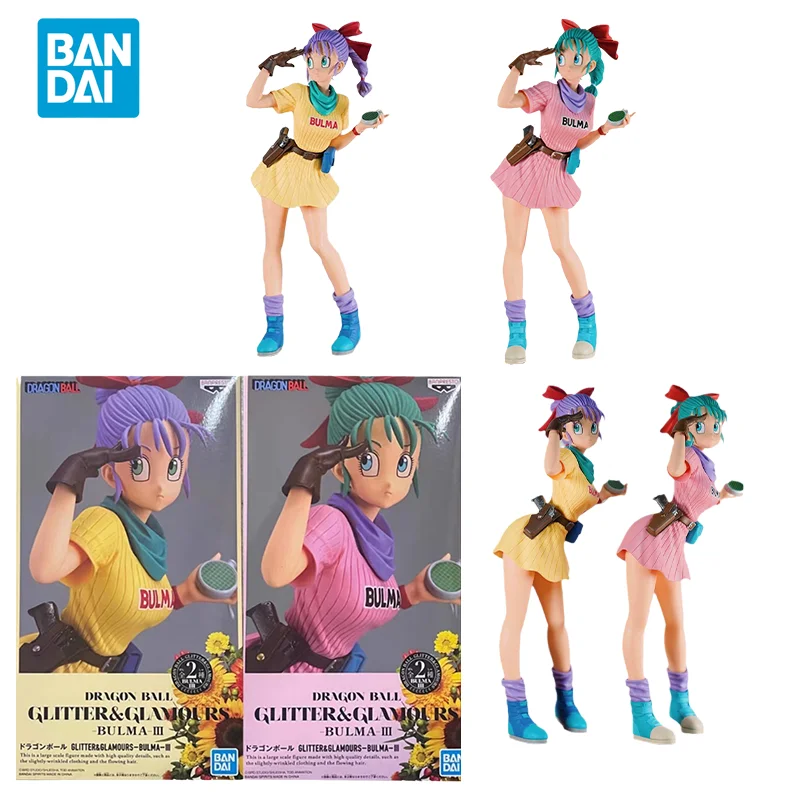 Bandai Original Dragon Ball GLITTER GLAMOURS Bulma 3 Anime Action Figures Toys for Children Gift Collectible Model Ornaments