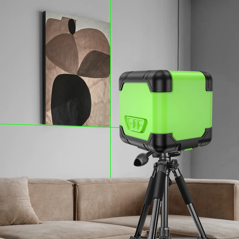 Imagem -05 - Huepar-ferramenta de Nível Laser Linhas Auto Nivelamento Horizontal e Vertical Verde Feixe Vermelho um Botão Linha Cruzada Uso