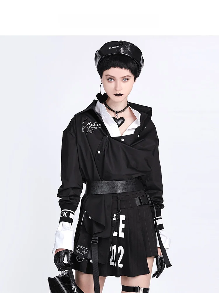 

Napaj 2023 Women's Long Sve irt Asymmetrical Front ort Ba Long Design Cotton Straight Cut Original Design Pure Color