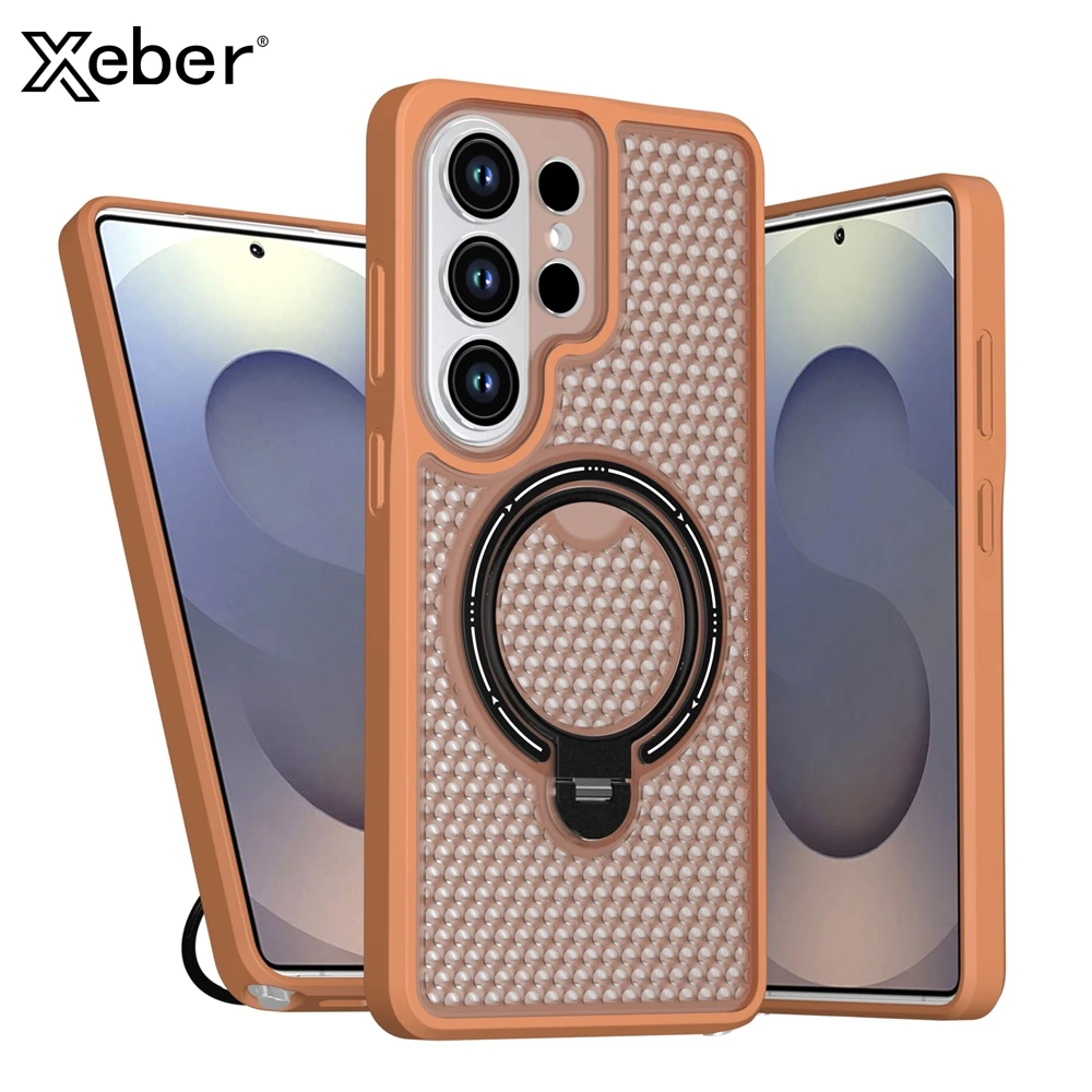 For Magsafe Breathable Rotate Bracket Case For Samsung S26 Ultra Plus S25 FE Ultra  Magnetic Heat Dissipation Shockproof Cover