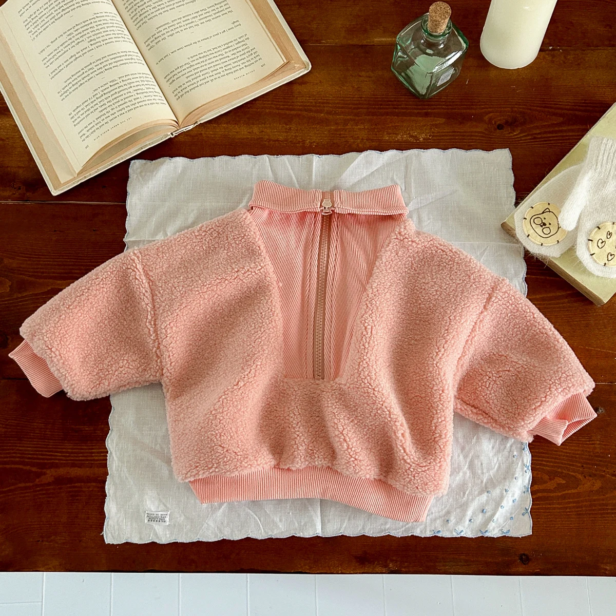 Winter New Toddler Solid Colour Warm Suit Berber Fleece Boys Girls Baby Clothes Long Sleeve Zip Up Sports Top 1-3Y Baby Coat