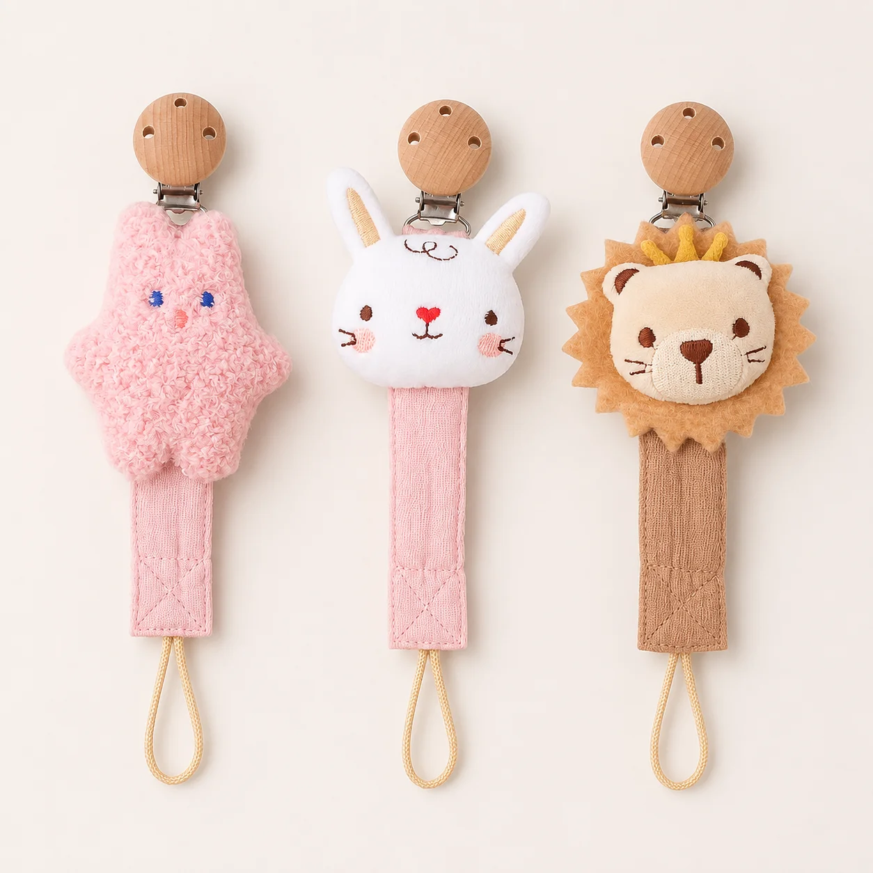 Teething Toy Holder Nipple Clip Bow Designs Pacifier Chain Secure & Convenient Cute animal