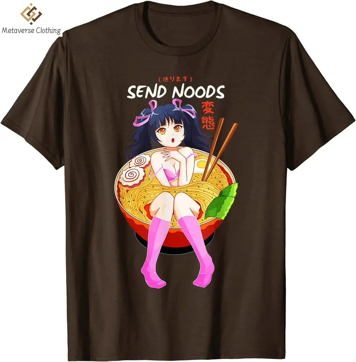 Funny Send Noods Cute Ramen Noodle Bowl Anime Hent T-Shirt Fashion Casual Cotton Tees Tops