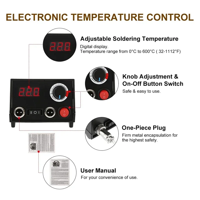 Wood Burning Machine Tool Kit Adjustable Temperature Digital Display Pyrography Pen Machine Wood Burner Electric Soldering Iron